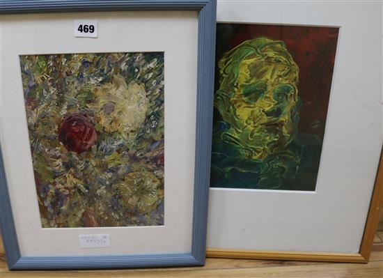 A portrait of Frank Auerbach and a still life study